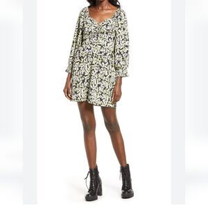 Vero Moda Chaddie Floral Long Sleeve Ruched Minidress Sz XS NEW